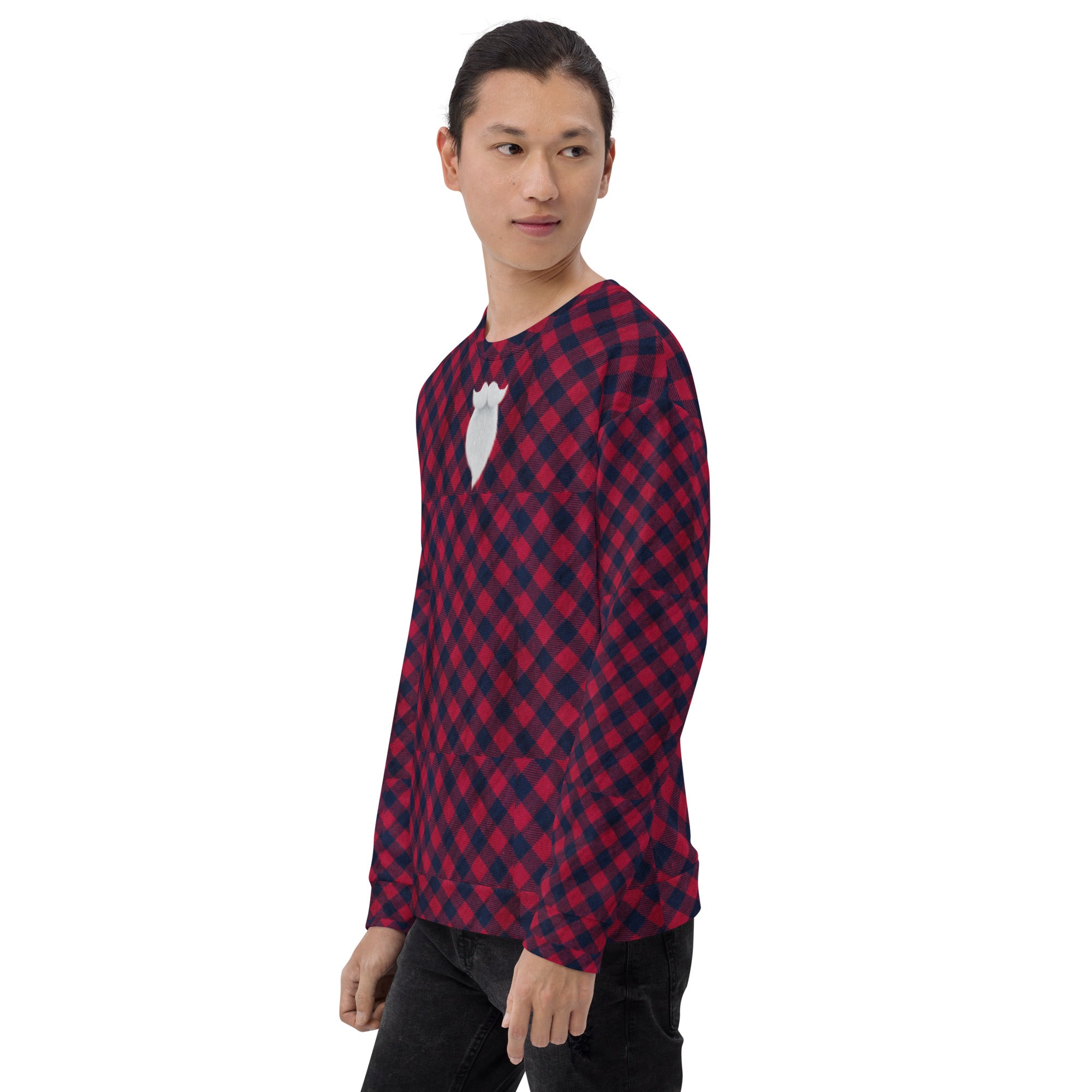 Plaid "Santa" Christmas Shirt. Christmas Sweater Alternative. Unisex Party Sweatshirt or Pullover. WickedYo.